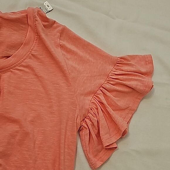 Sundry Dress Peach Orange T Shirt A Line Ruffle Short Sleeve size 0 - Picture 6 of 8